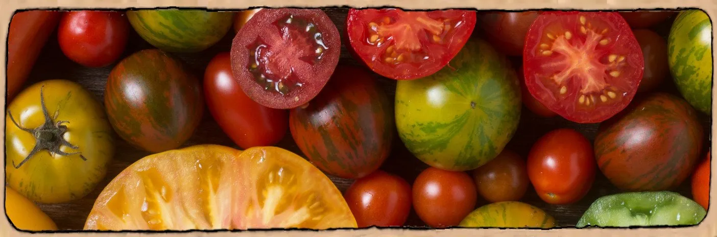 L'image montre des tomates de toutes les couleurs