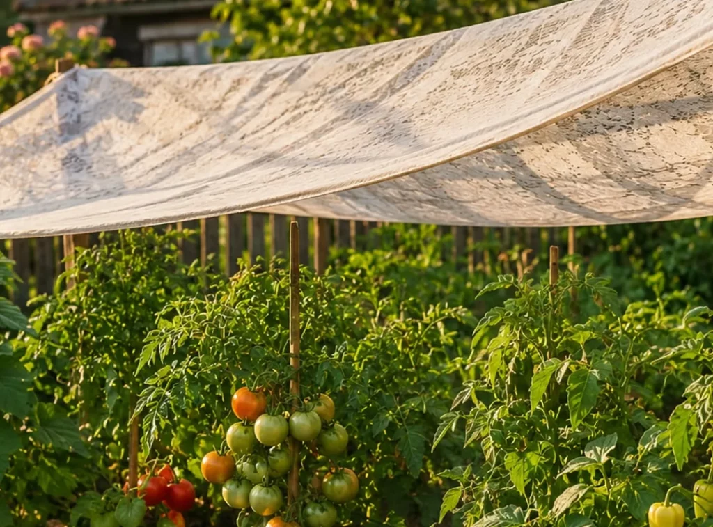 un bon vieux drap en guise de voile d'ombrage